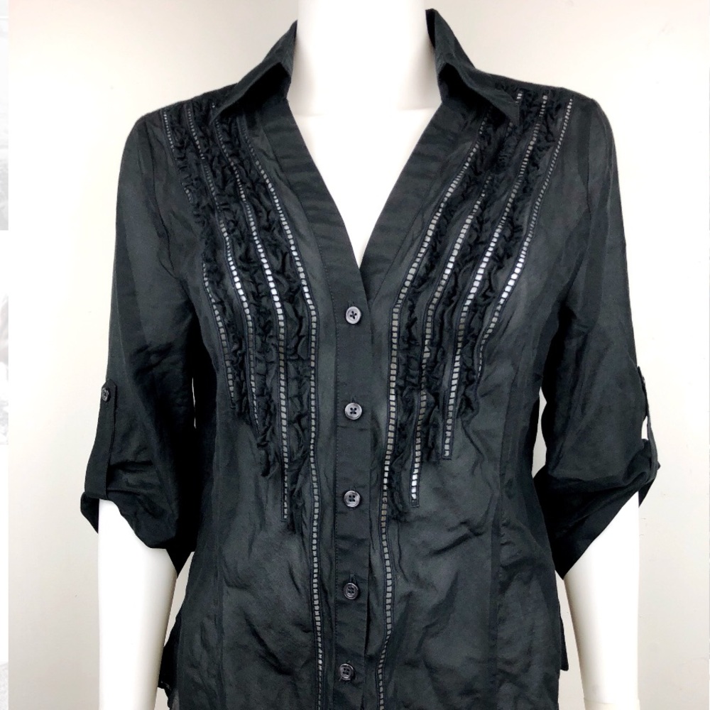 White House Black Market Blouse Black Size 12